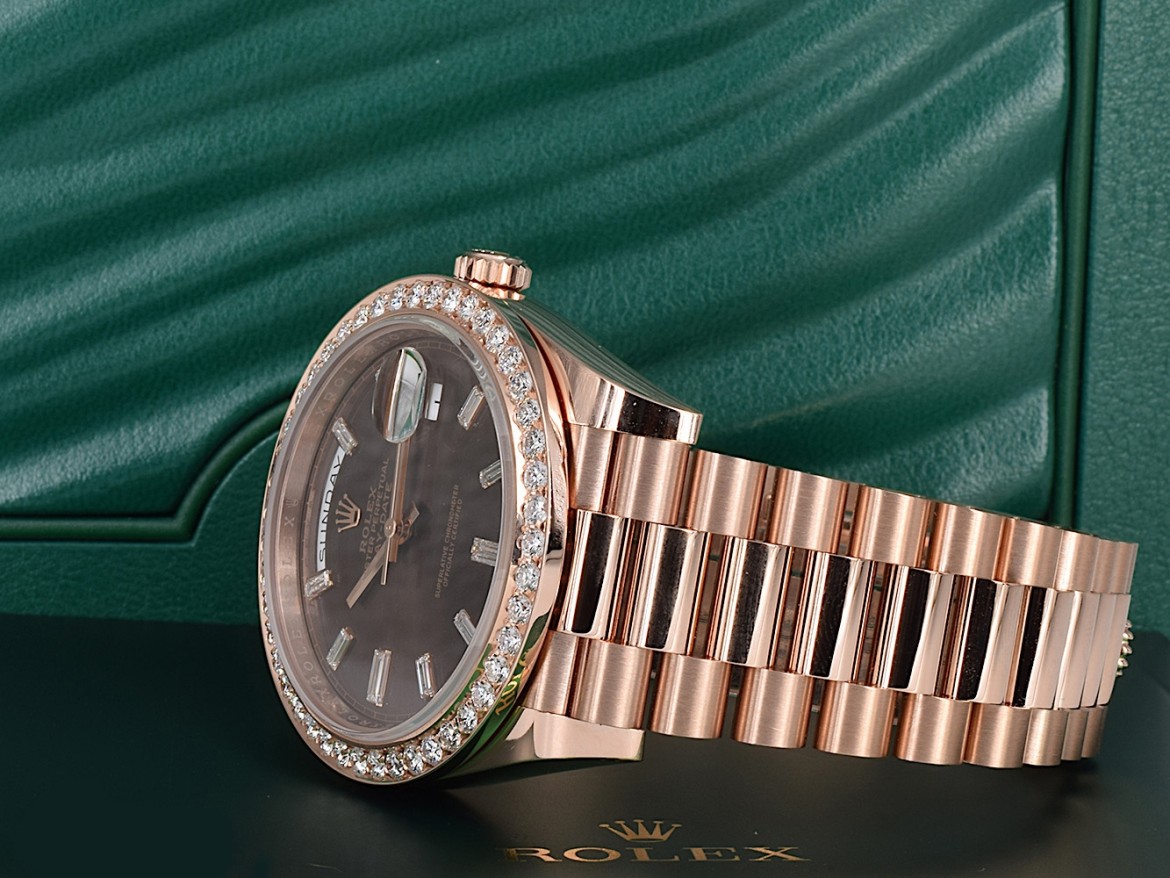 40mm chocolate Diamond dial - custom diamond bezel