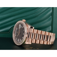 Day-Date 40mm chocolate Diamond dial - custom diamond bezel