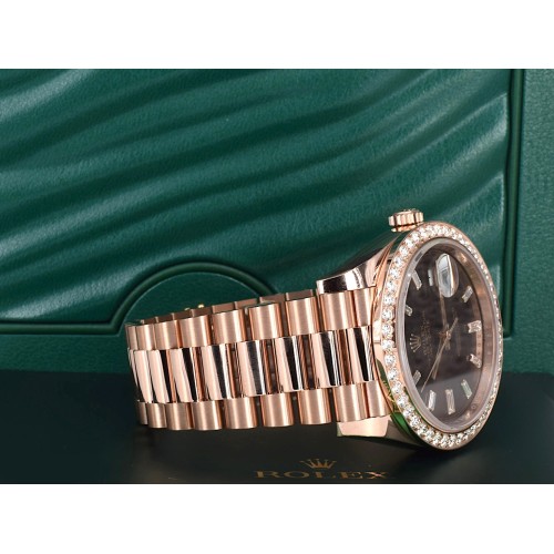 40mm chocolate Diamond dial - custom diamond bezel