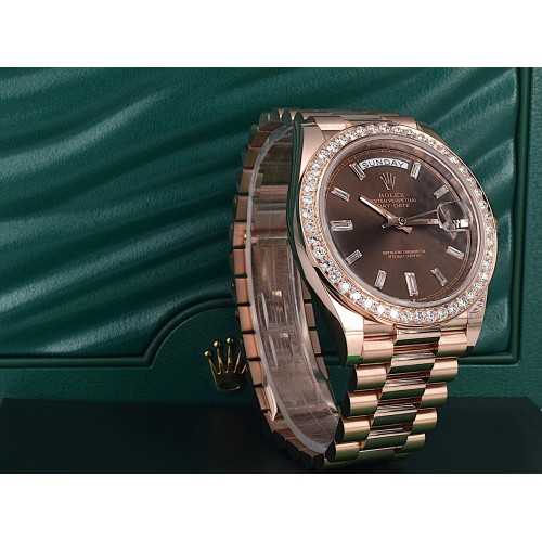 40mm chocolate Diamond dial - custom diamond bezel