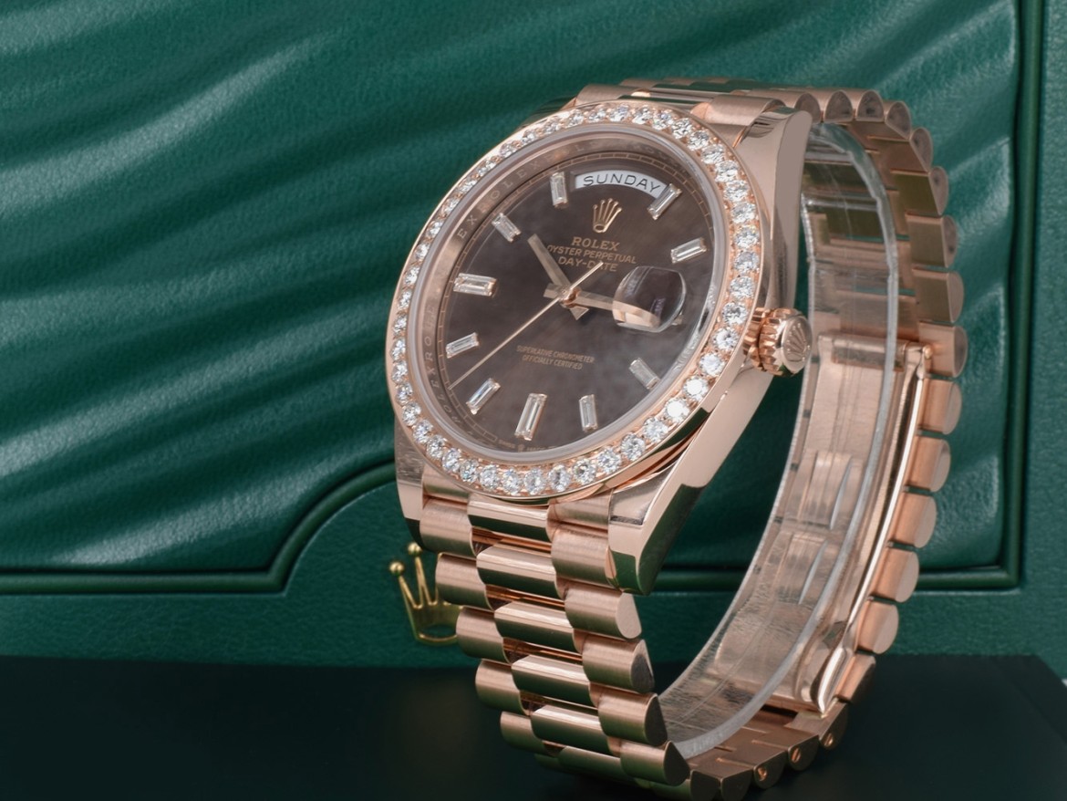 40mm chocolate Diamond dial - custom diamond bezel