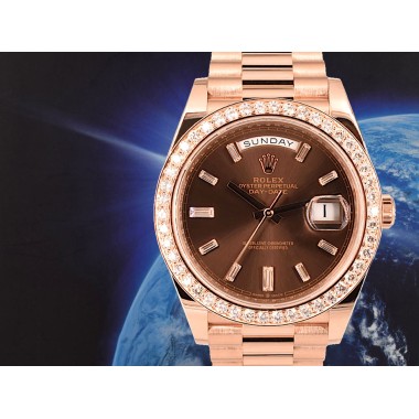 40mm chocolate Diamond dial - custom diamond bezel