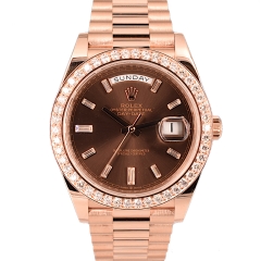 Day-Date 40mm chocolate Diamond dial - custom diamond bezel