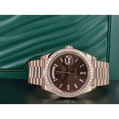 Day-Date 40mm chocolate Diamond dial - custom diamond bezel