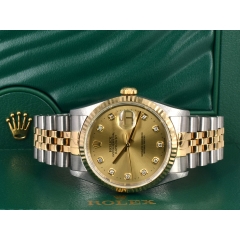 16233 Gold Dial With Big Diamonds - Full Set
