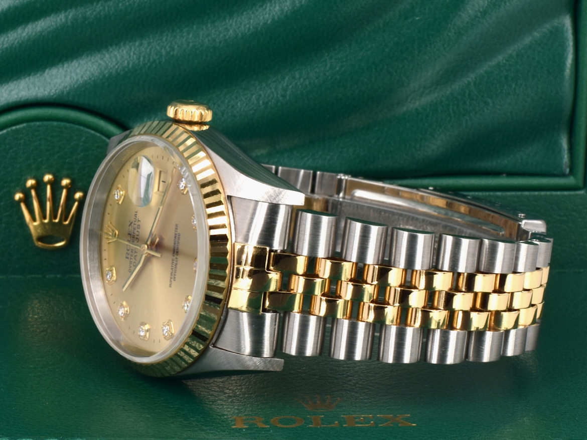 16233 Gold Dial With Big Diamonds - Full Set