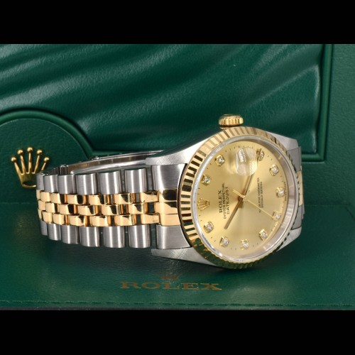 16233 Gold Dial With Big Diamonds - Full Set