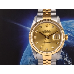 16233 Gold Dial With Big Diamonds - Full Set