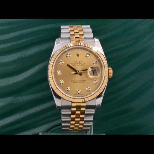 116233 Gold Dial With Big Diamonds - Full Set 36mm