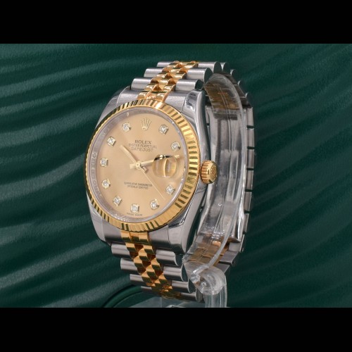 116233 Gold Dial With Big Diamonds - Full Set 36mm