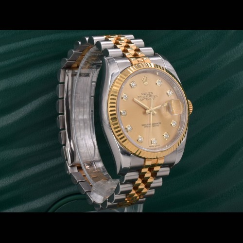 116233 Gold Dial With Big Diamonds - Full Set 36mm
