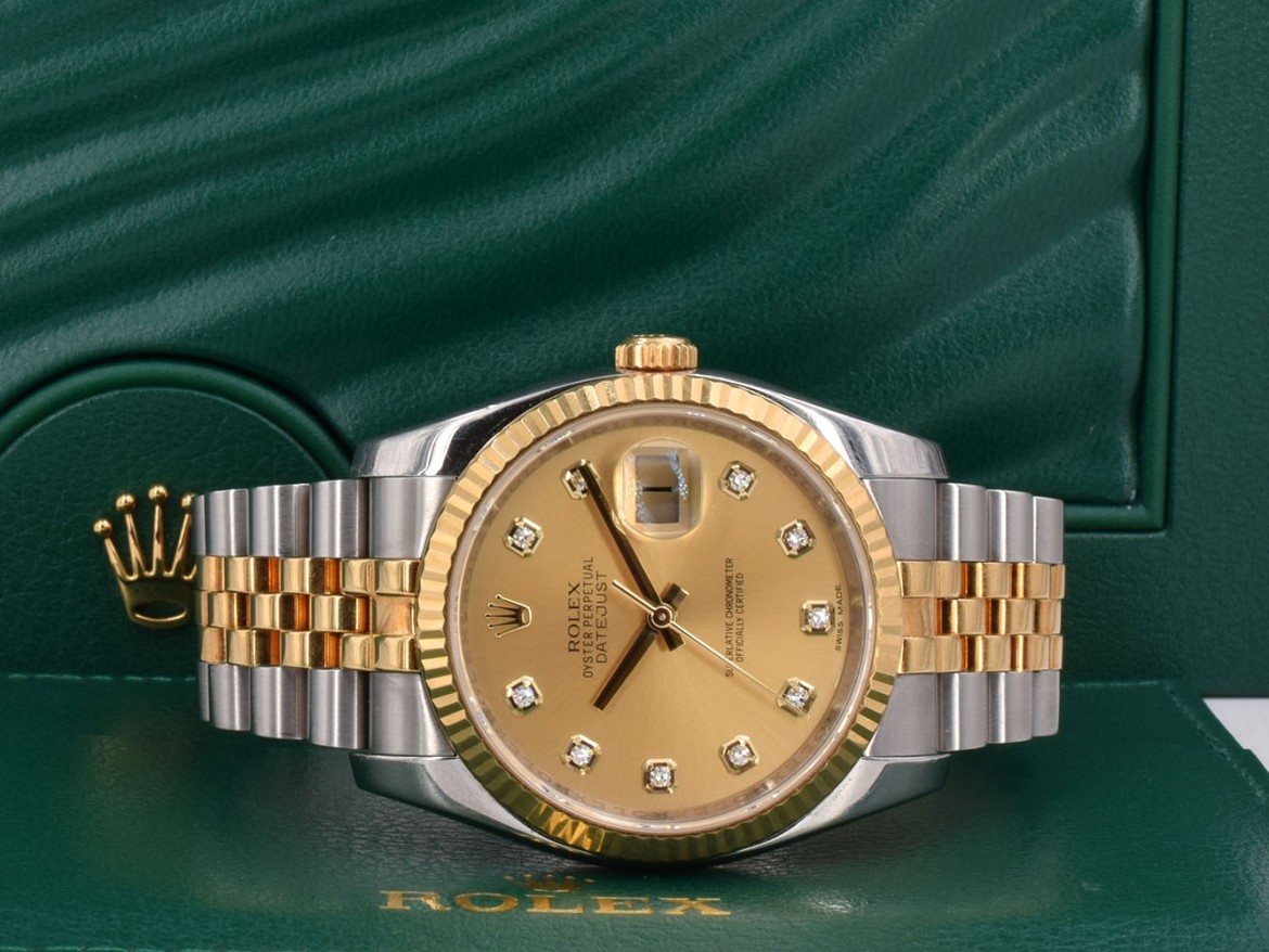 116233 Gold Dial With Big Diamonds - Full Set 36mm