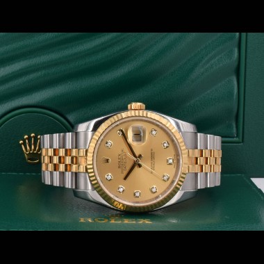 116233 Gold Dial With Big Diamonds - Full Set 36mm