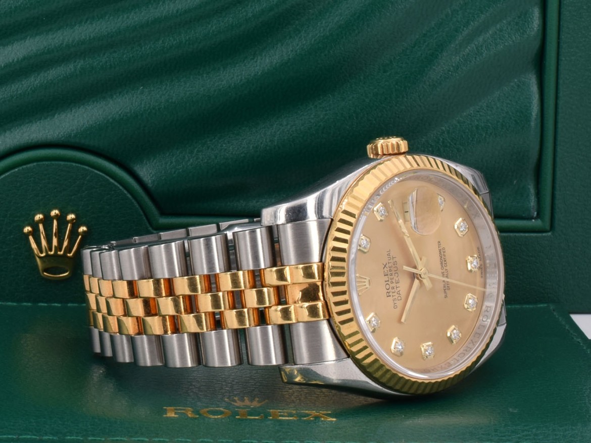 116233 Gold Dial With Big Diamonds - Full Set 36mm