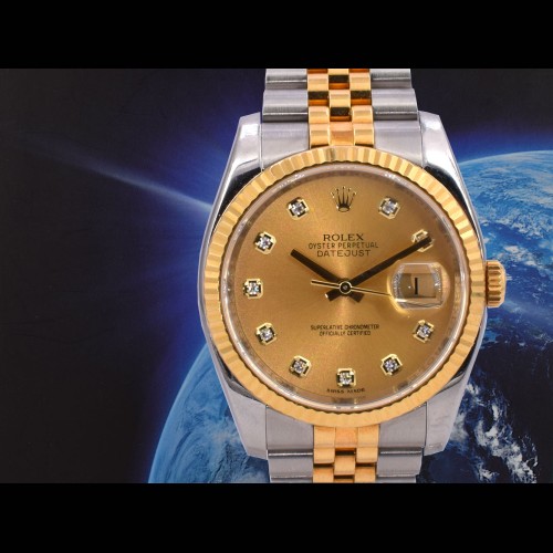 116233 Gold Dial With Big Diamonds - Full Set 36mm