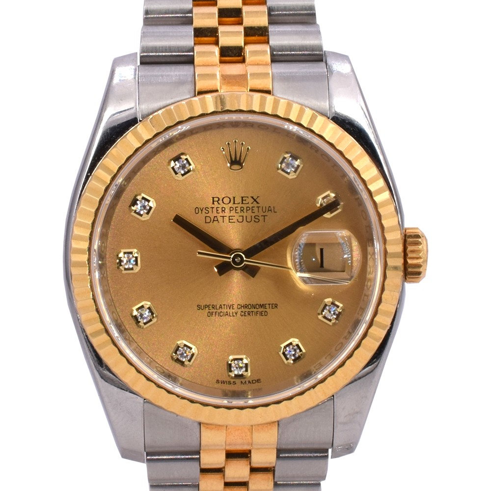 116233 Gold Dial With Big Diamonds - Full Set 36mm