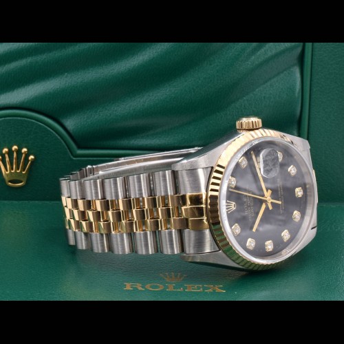 16233 Black Dial With Big Diamonds - Full Set