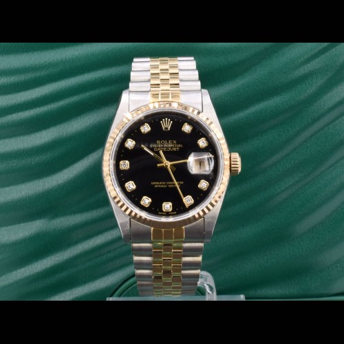 16233 Black Dial With Big Diamonds - Full Set