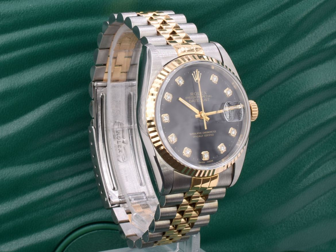 16233 Black Dial With Big Diamonds - Full Set