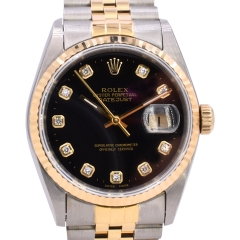 16233 Black Dial With Big Diamonds - Full Set