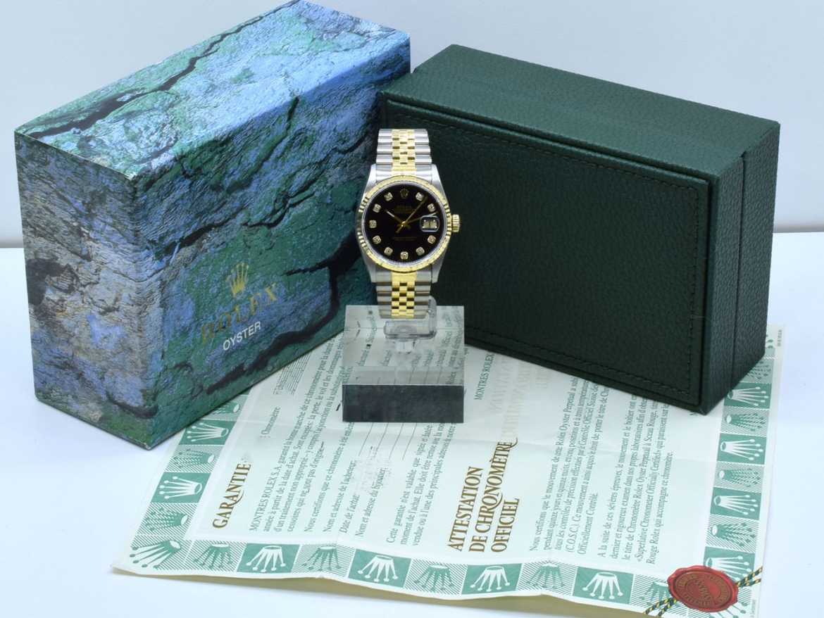 16233 Black Dial With Big Diamonds - Full Set