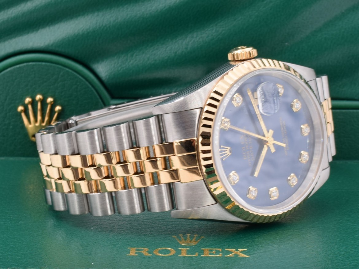 16233 Blue Dial With Big Diamonds - Full Set 36mm