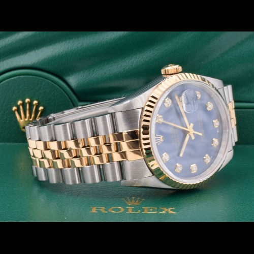 16233 Blue Dial With Big Diamonds - Full Set 36mm