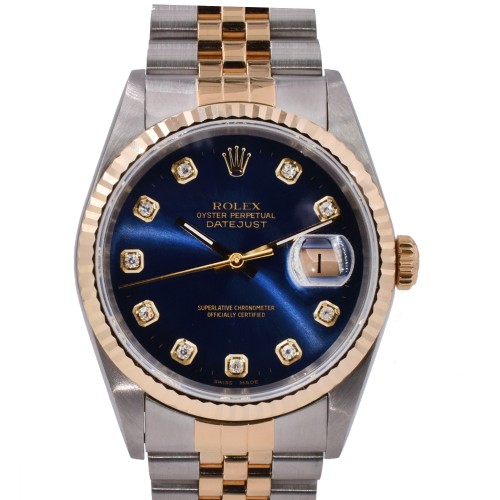 16233 Blue Dial With Big Diamonds - Full Set 36mm