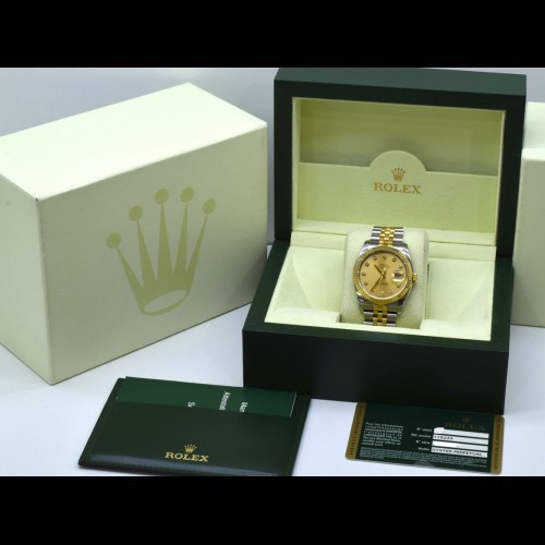 116233 Gold Dial With Big Diamonds - Full Set 36mm