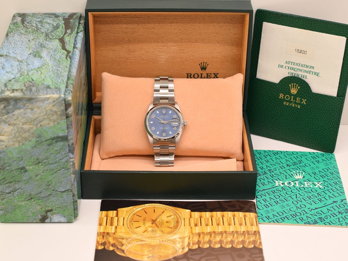 15200 34mm Blue dial Full Set
