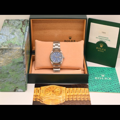 15200 34mm Blue dial Full Set