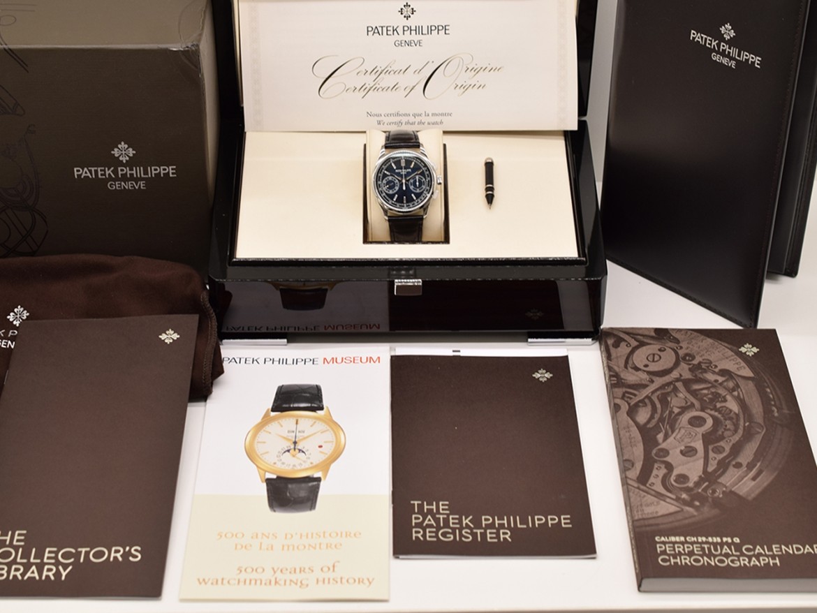 Chronograph Platinum Blue Baguette Diamond Dial New 2017