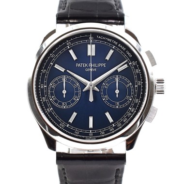 Chronograph Platinum Blue Baguette Diamond Dial New 2017