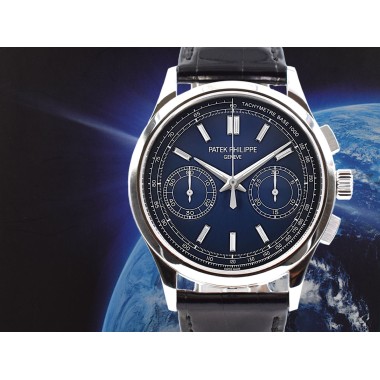 Chronograph Platinum Blue Baguette Diamond Dial New 2017