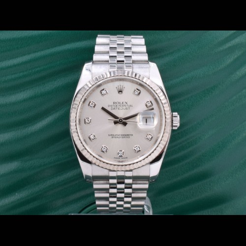 116234 Silver Dial With Big Diamonds - Full Set 36mm