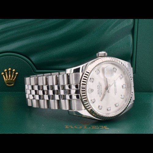 116234 Silver Dial With Big Diamonds - Full Set 36mm