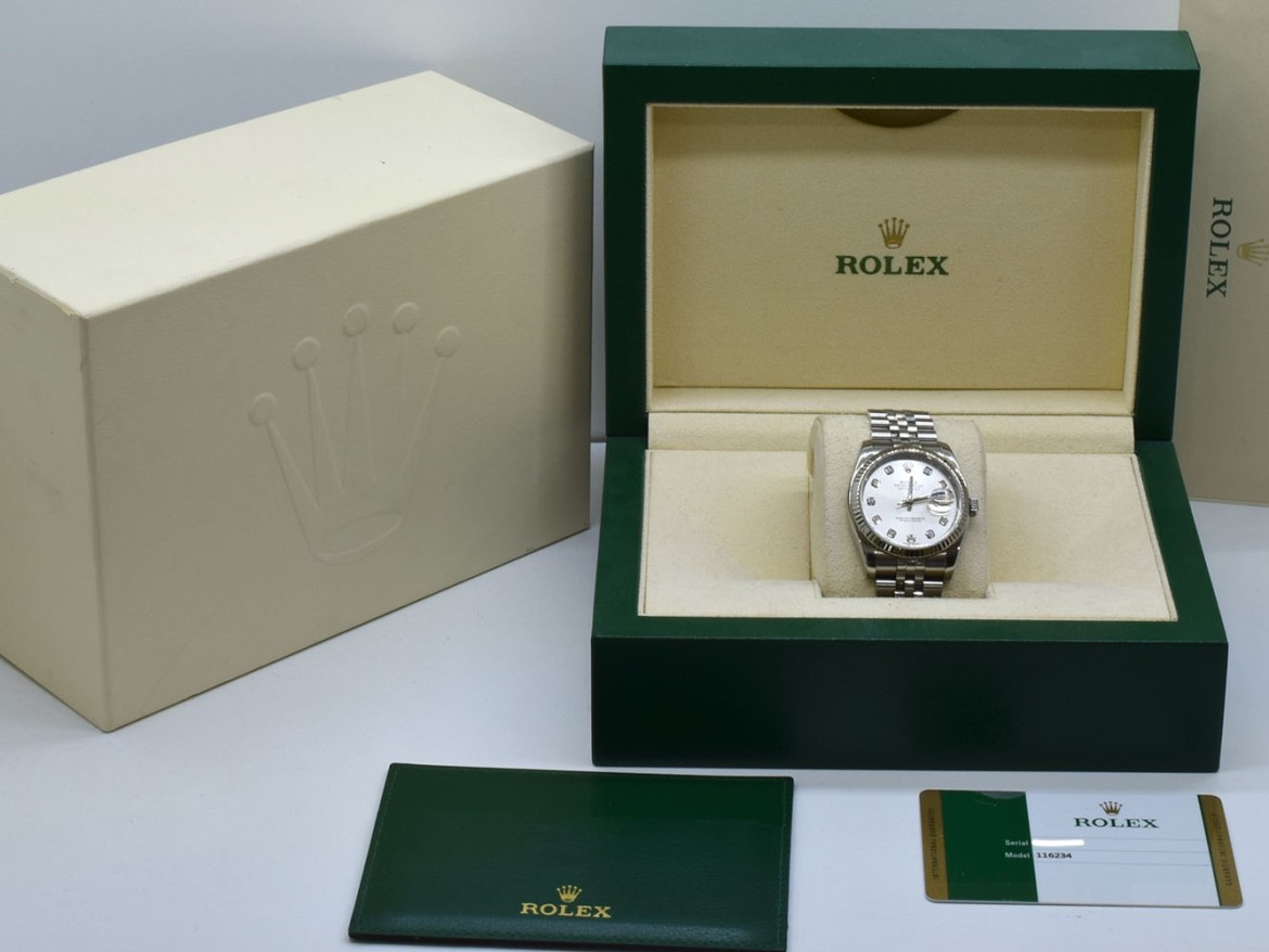 116234 Silver Dial With Big Diamonds - Full Set 36mm
