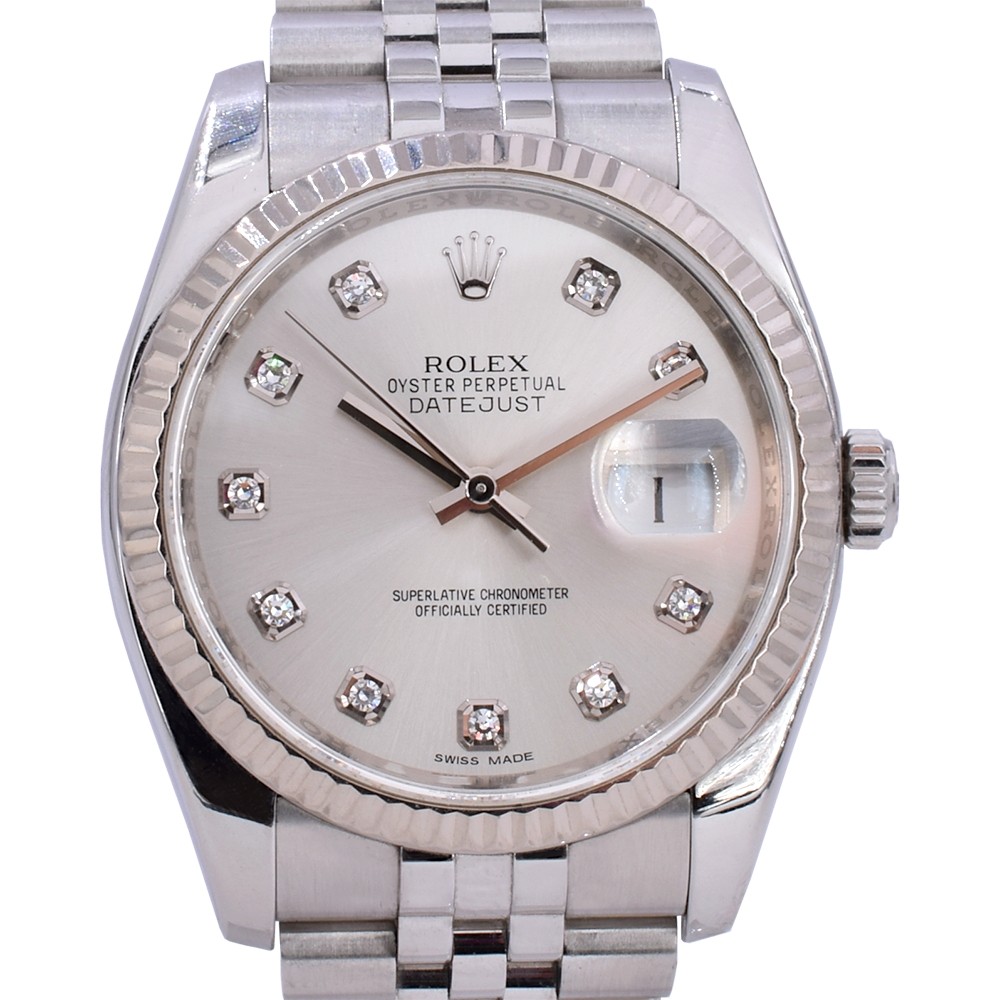 116234 Silver Dial With Big Diamonds - Full Set 36mm