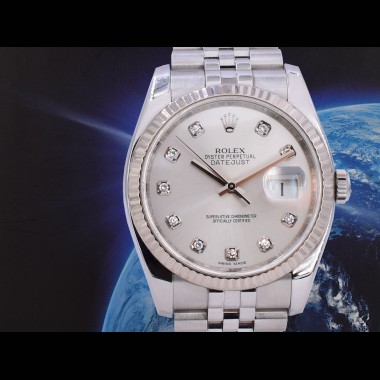116234 Silver Dial With Big Diamonds - Full Set 36mm