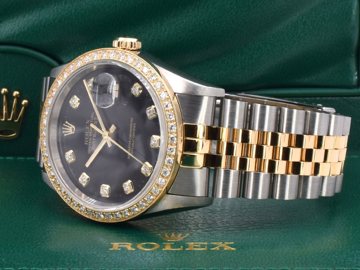 16233 Black Dial With Big Diamonds & After Diamonds Bezel - Full Set 36mm