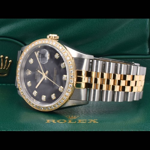 16233 Black Dial With Big Diamonds & After Diamonds Bezel - Full Set 36mm