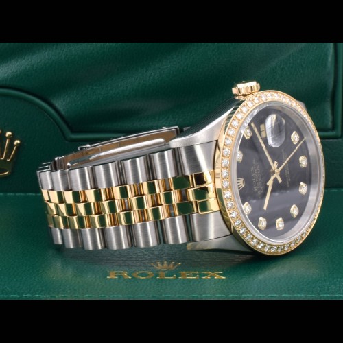 16233 Black Dial With Big Diamonds & After Diamonds Bezel - Full Set 36mm