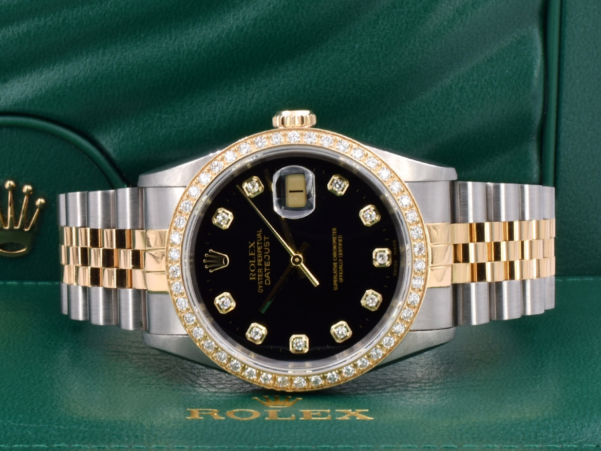 16233 Black Dial With Big Diamonds & After Diamonds Bezel - Full Set 36mm