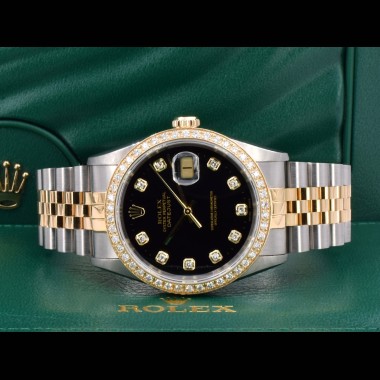 16233 Black Dial With Big Diamonds & After Diamonds Bezel - Full Set 36mm