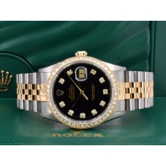 16233 Black Dial With Big Diamonds & After Diamonds Bezel - Full Set 36mm