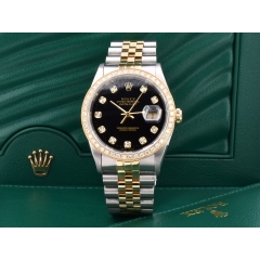 16233 Black Dial With Big Diamonds & After Diamonds Bezel - Full Set 36mm