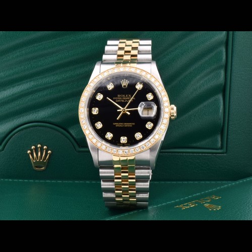 16233 Black Dial With Big Diamonds & After Diamonds Bezel - Full Set 36mm