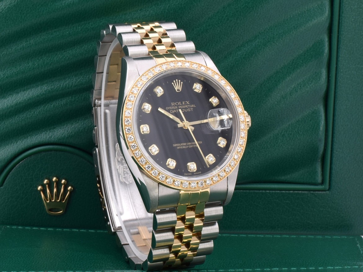16233 Black Dial With Big Diamonds & After Diamonds Bezel - Full Set 36mm