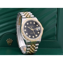 16233 Black Dial With Big Diamonds & After Diamonds Bezel - Full Set 36mm