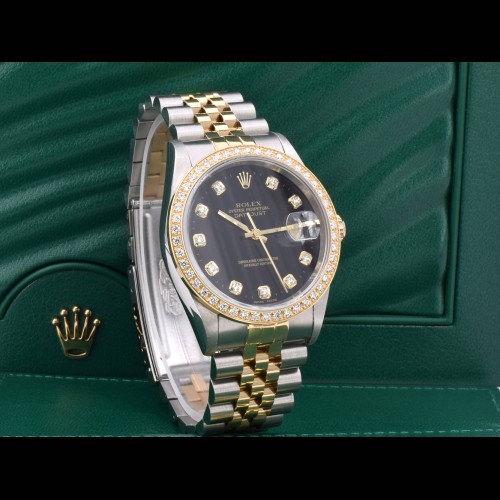 16233 Black Dial With Big Diamonds & After Diamonds Bezel - Full Set 36mm